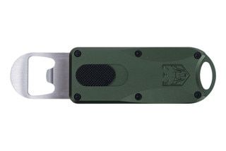 Cobratec OTF Bottle Opener in OD Green has an aluminum body
